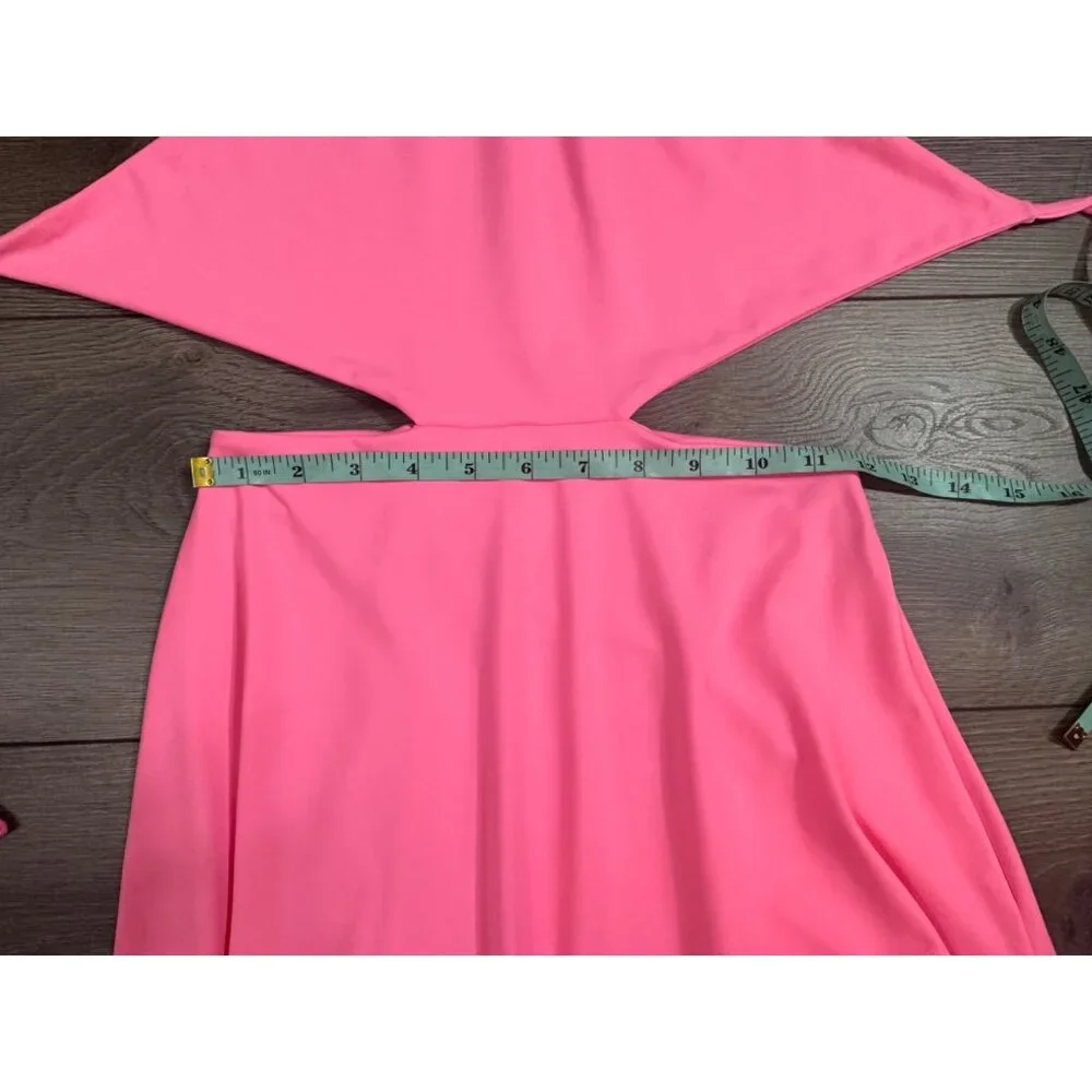 Susana Monaco Cutout High-Low Halter Midi Dress Women's Med Pink Tie Bac… - Picture 3 of 11